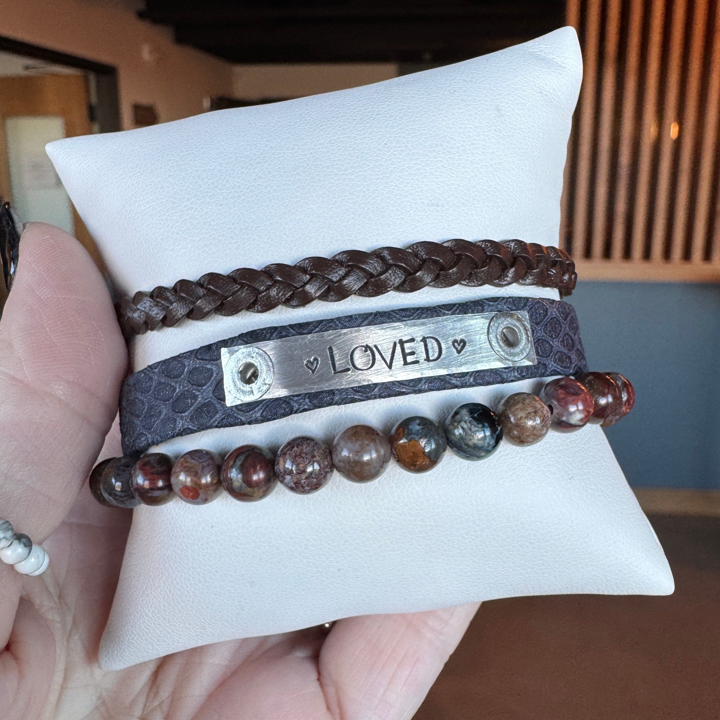 LOVED| Nordic Hygge Blue Leather Skinny Set | 3 pieces | Bracelets | Women Skinny Bracelets Create Hope Cuffs 