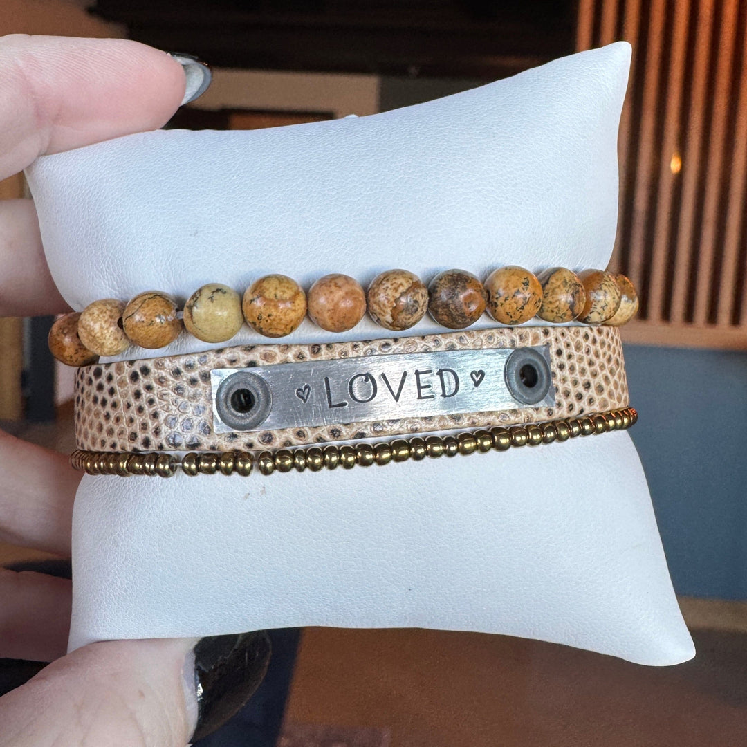 LOVED | Tan Lizard Leather Skinny Set | 3 pieces | Bracelets | Women Skinny Bracelets Create Hope Cuffs 