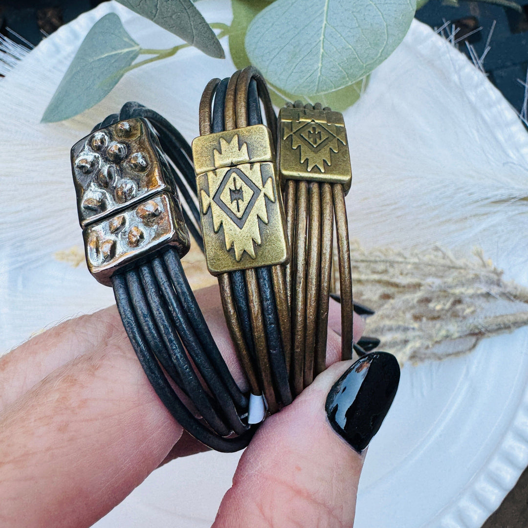 Magnetic Wrap | 5-Strand Bracelet | 6 Color Options | Genuine Leather | Women Create Hope Cuffs 