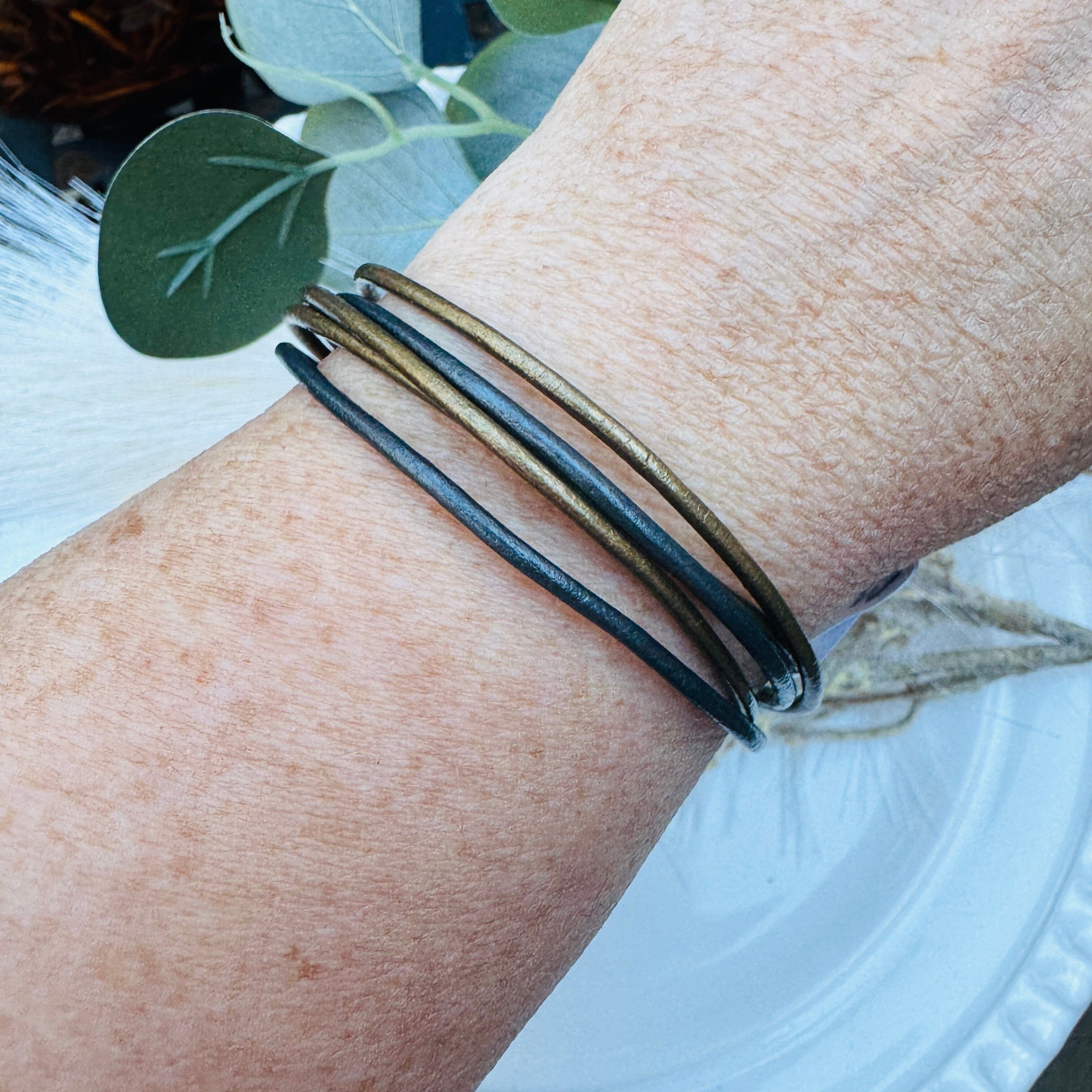 Magnetic Wrap | 5-Strand Bracelet | 6 Color Options | Genuine Leather | Women Create Hope Cuffs 