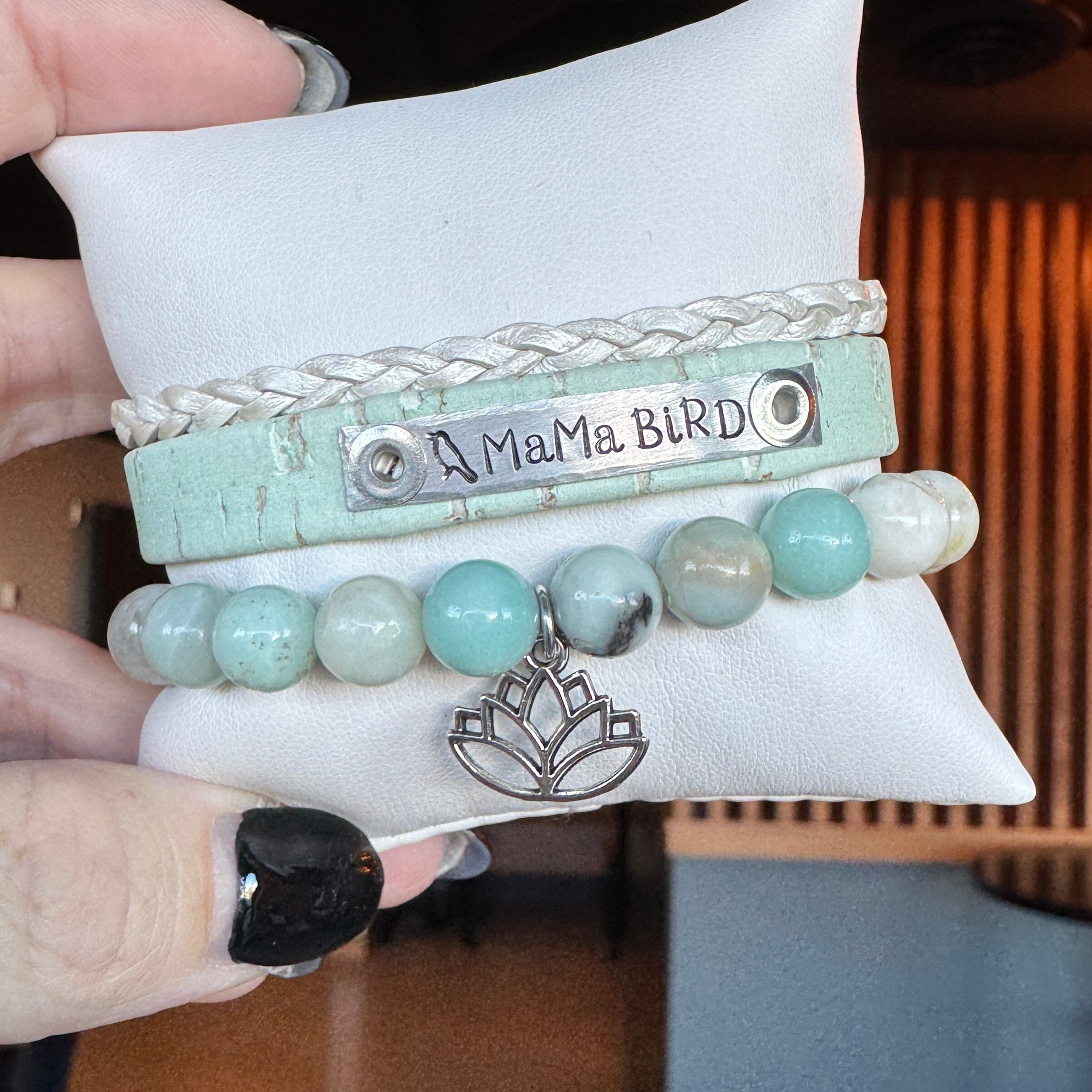 MaMa BiRD | Mint Green Cork Skinny Set | 3 pieces | Bracelets | Women Skinny Bracelets Create Hope Cuffs 