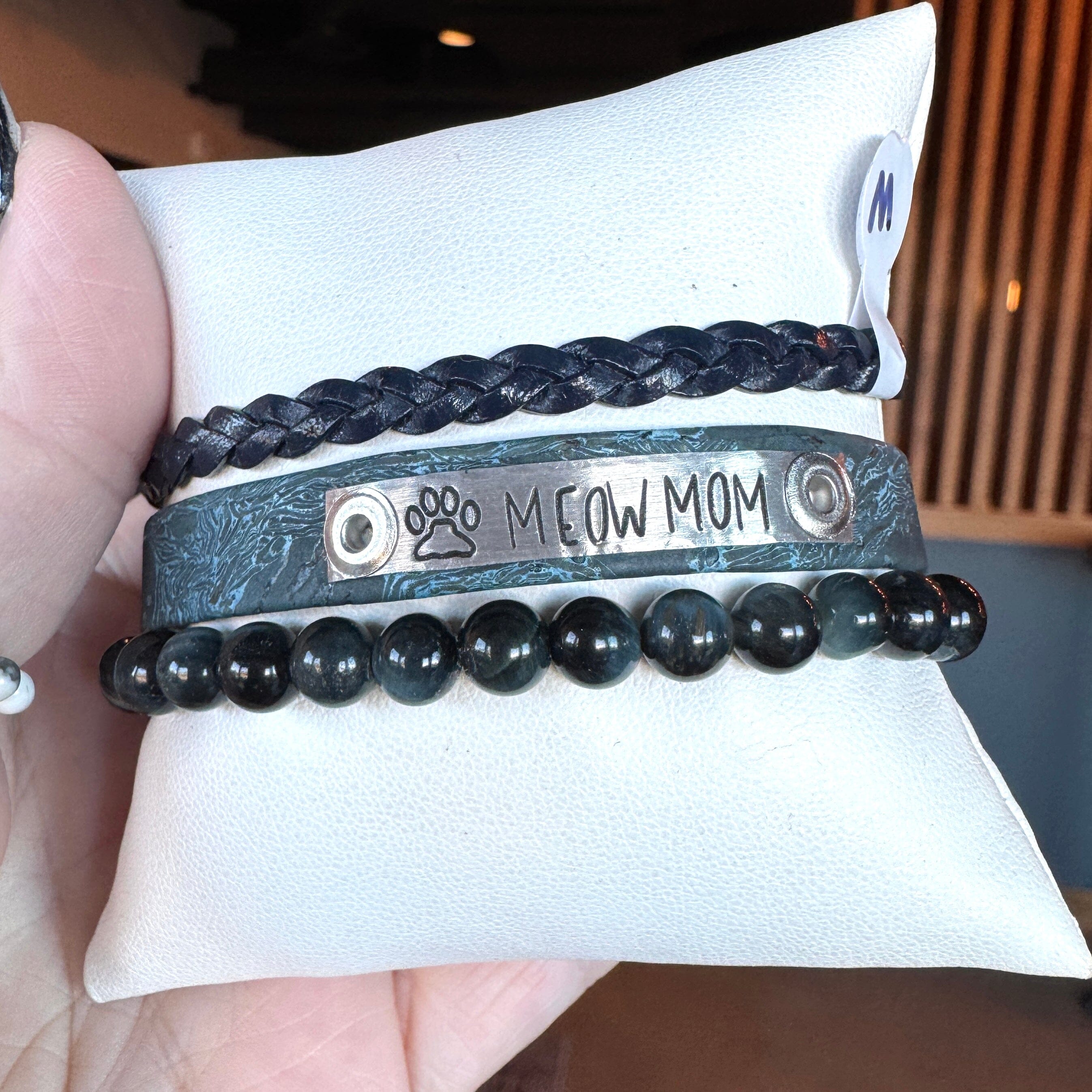 MEOW MOM | Blue Vein Cork Skinny Set | 3 pieces | Bracelets | Women Skinny Bracelets Create Hope Cuffs 