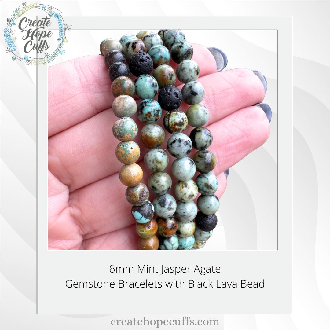 Mint Jasper Agate | Gemstone Bead Bracelets | 6mm Stone | Women Bracelets Create Hope Cuffs 