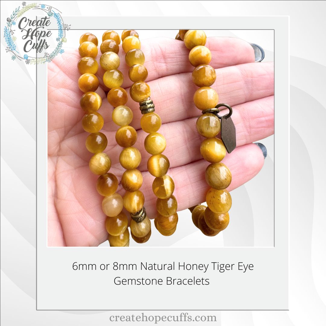 Natural Honey Tiger Eye Bead Bracelet | Charm |8mm | Natural Gemstone | Women Bracelets Create Hope Cuffs 