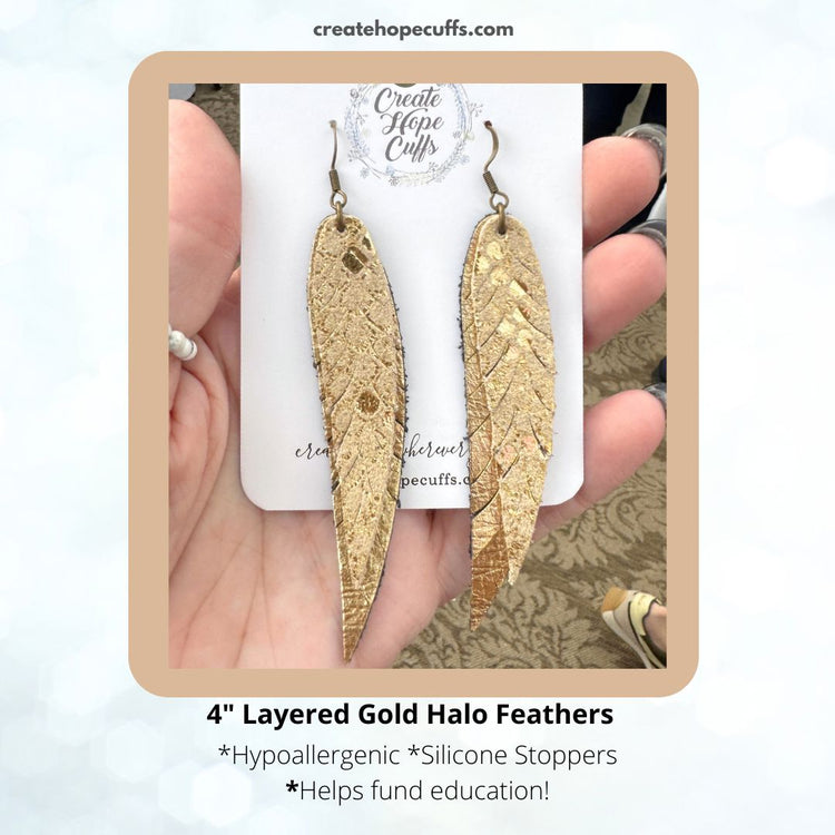 Navy and Black Metallic Halo Feathers | Leather Earrings | Hypoallergenic | Women Leather Earrings Create Hope Cuffs 