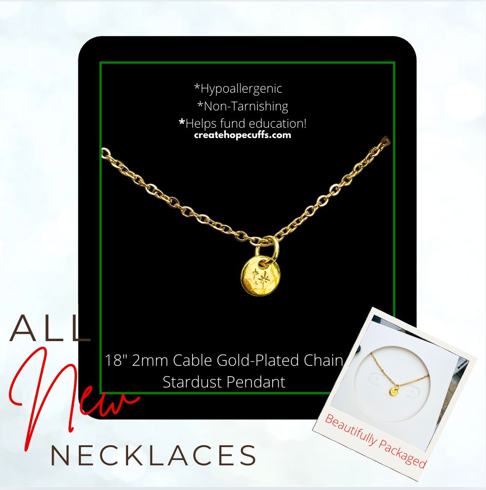 New! 2mm Hope Necklace | 18K Gold Plated | Choose Pendant | 18" Women Necklace Create Hope Cuffs 