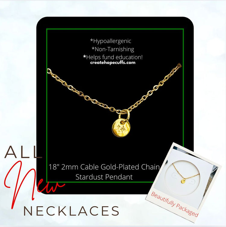 New! 2mm Hope Necklace | 18K Gold Plated | Choose Pendant | 18" Women Necklace Create Hope Cuffs 