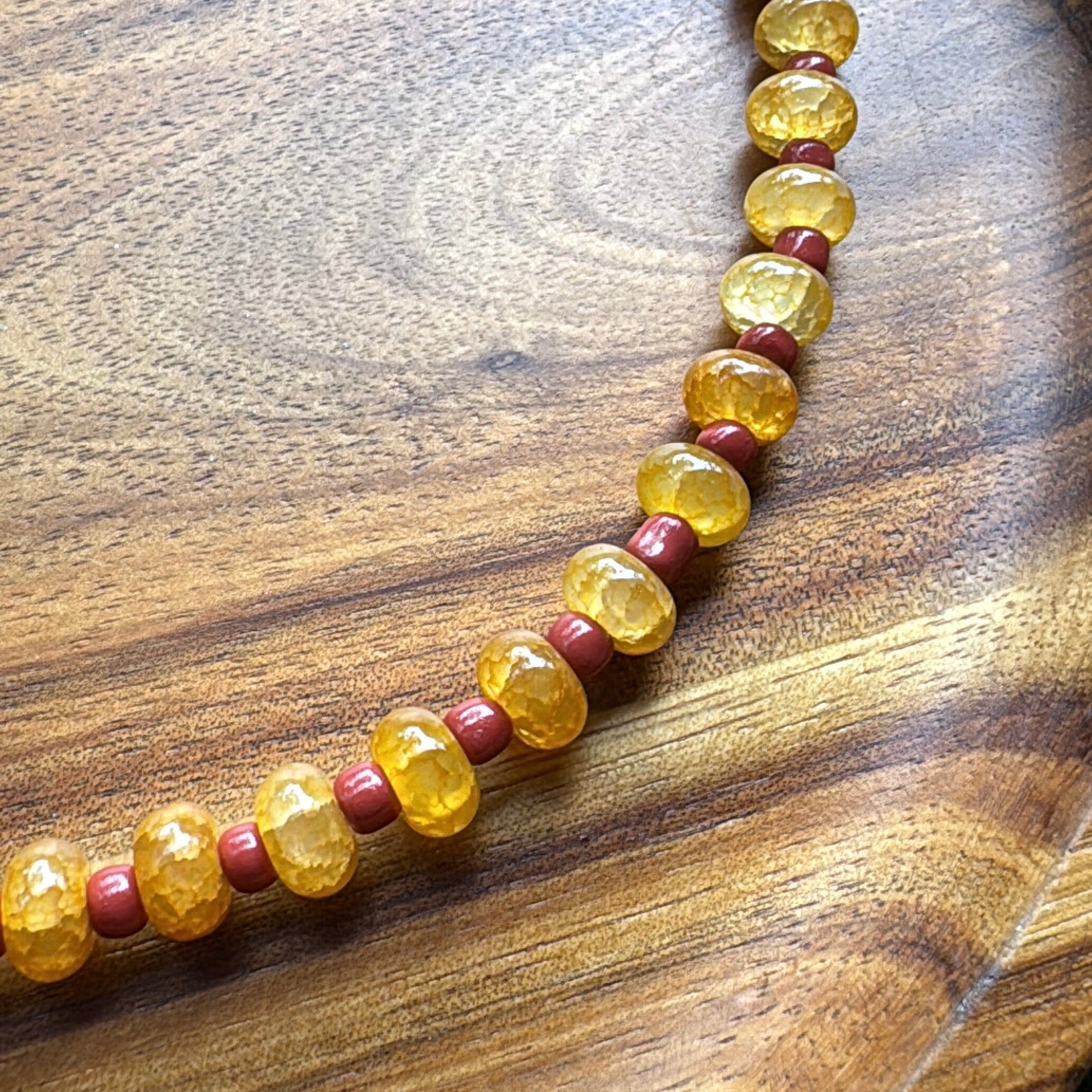 New! 5mm Butterscotch Flower Rondelle Candy Necklace | 16