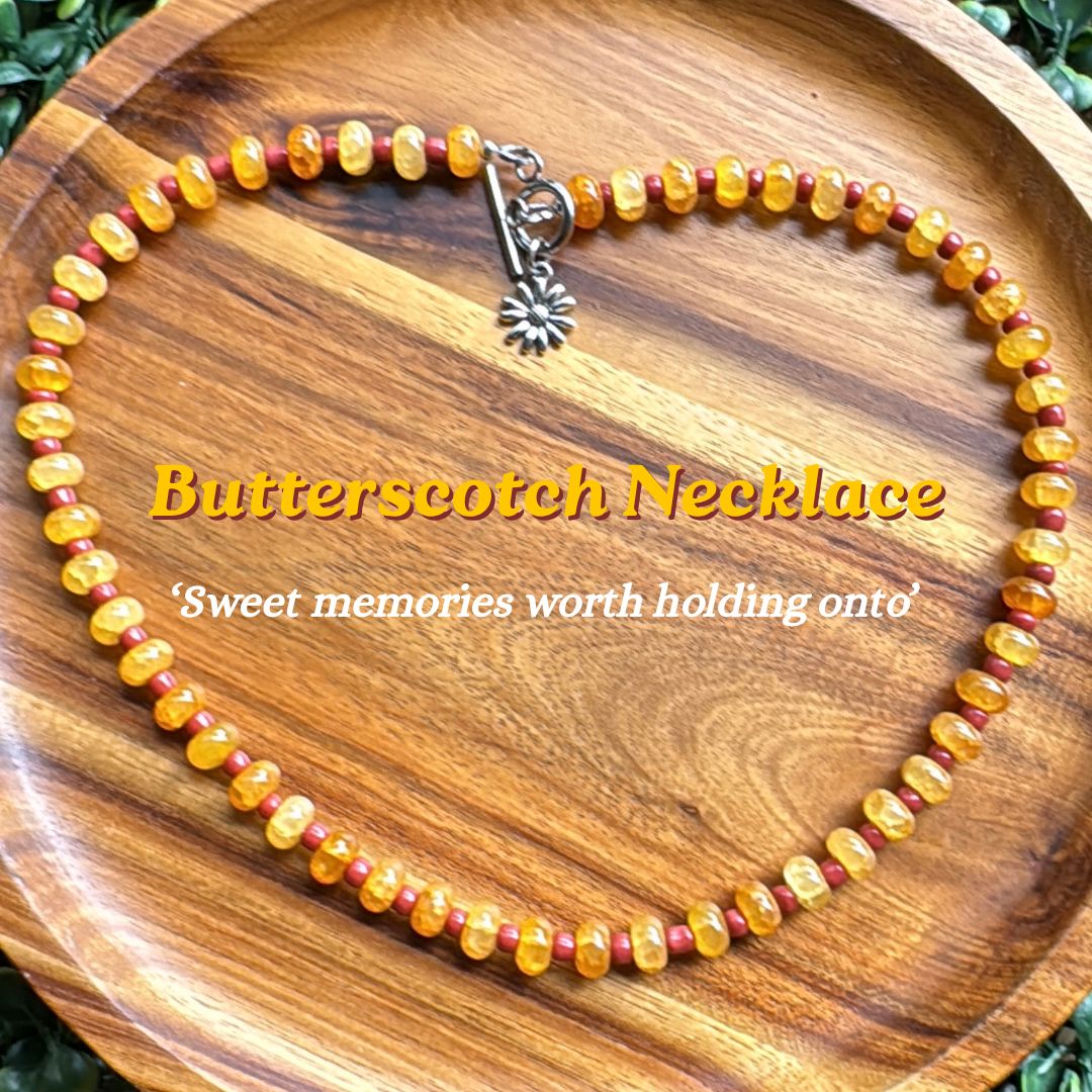New! 5mm Butterscotch Flower Rondelle Candy Necklace | 16" Women Toggle Clasp Necklace | Stainless Steel Wire Create Hope Cuffs 