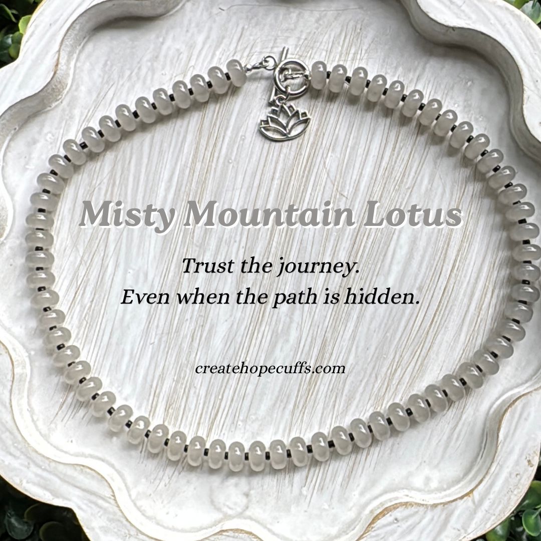 New! 5mm Misty Mountain Lotus Rondelle Candy Necklace | 16" Women Toggle Clasp Necklace | Stainless Steel Wire Create Hope Cuffs 