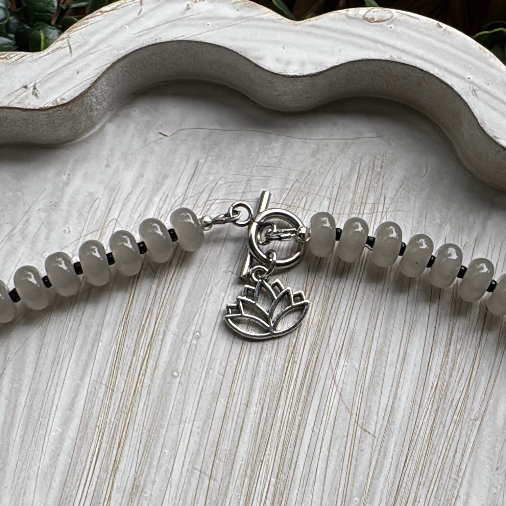 New! 5mm Smokey Grey Lotus Rondelle Candy Necklace | 16" Women Toggle Clasp Necklace | Stainless Steel Wire Create Hope Cuffs 