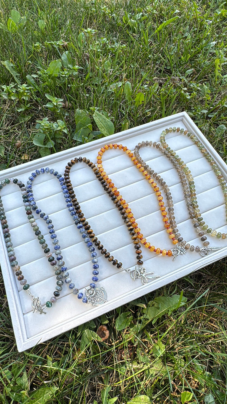 New! 5mm Tiger Eye Rondelle Gemstone Necklace | 16" Women Toggle Clasp Necklace | Stainless Steel Wire Create Hope Cuffs 