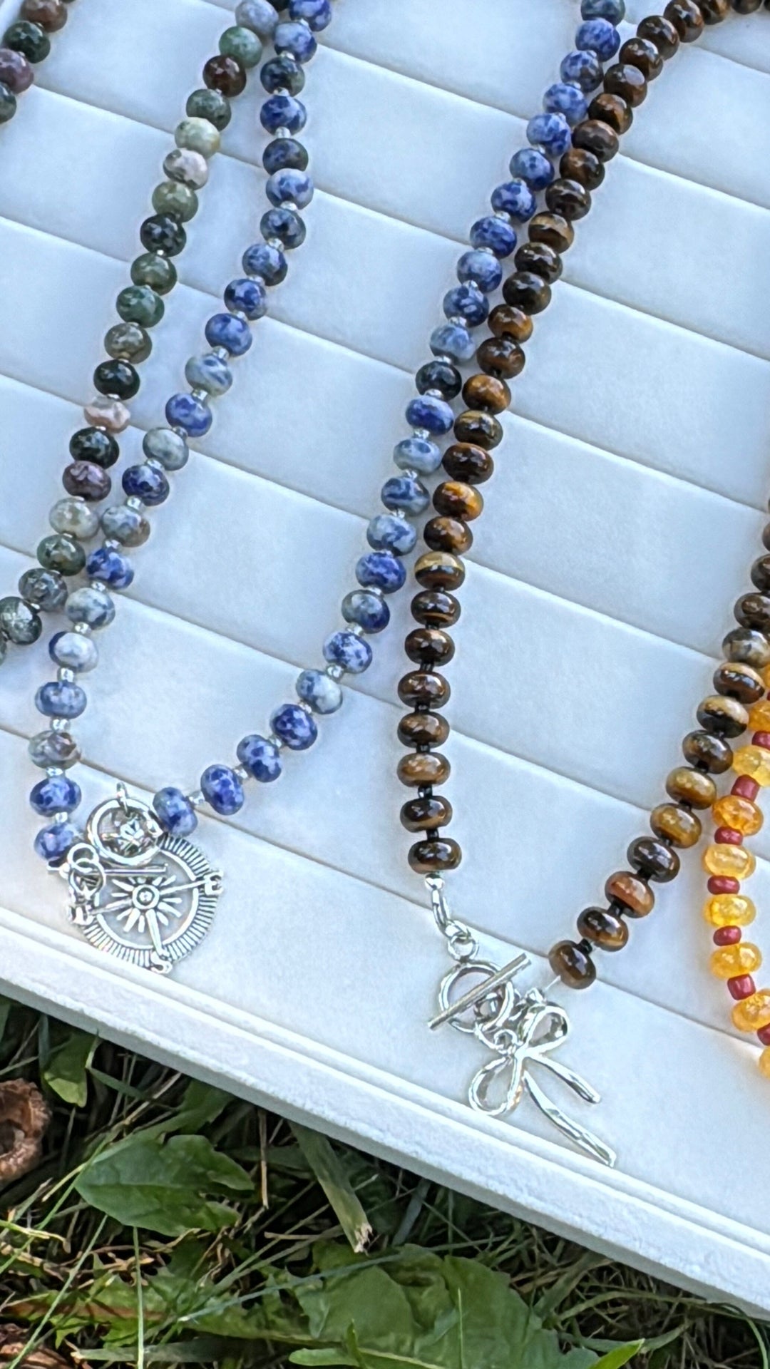 New! 5mm Tiger Eye Rondelle Gemstone Necklace | 16" Women Toggle Clasp Necklace | Stainless Steel Wire Create Hope Cuffs 