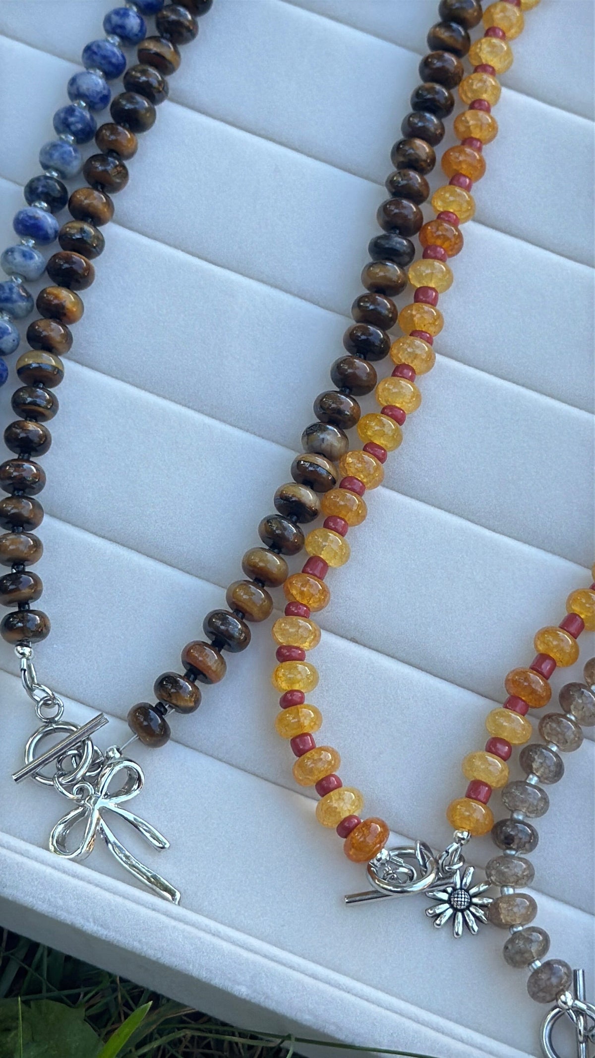 New! 5mm Tiger Eye Rondelle Gemstone Necklace | 16" Women Toggle Clasp Necklace | Stainless Steel Wire Create Hope Cuffs 