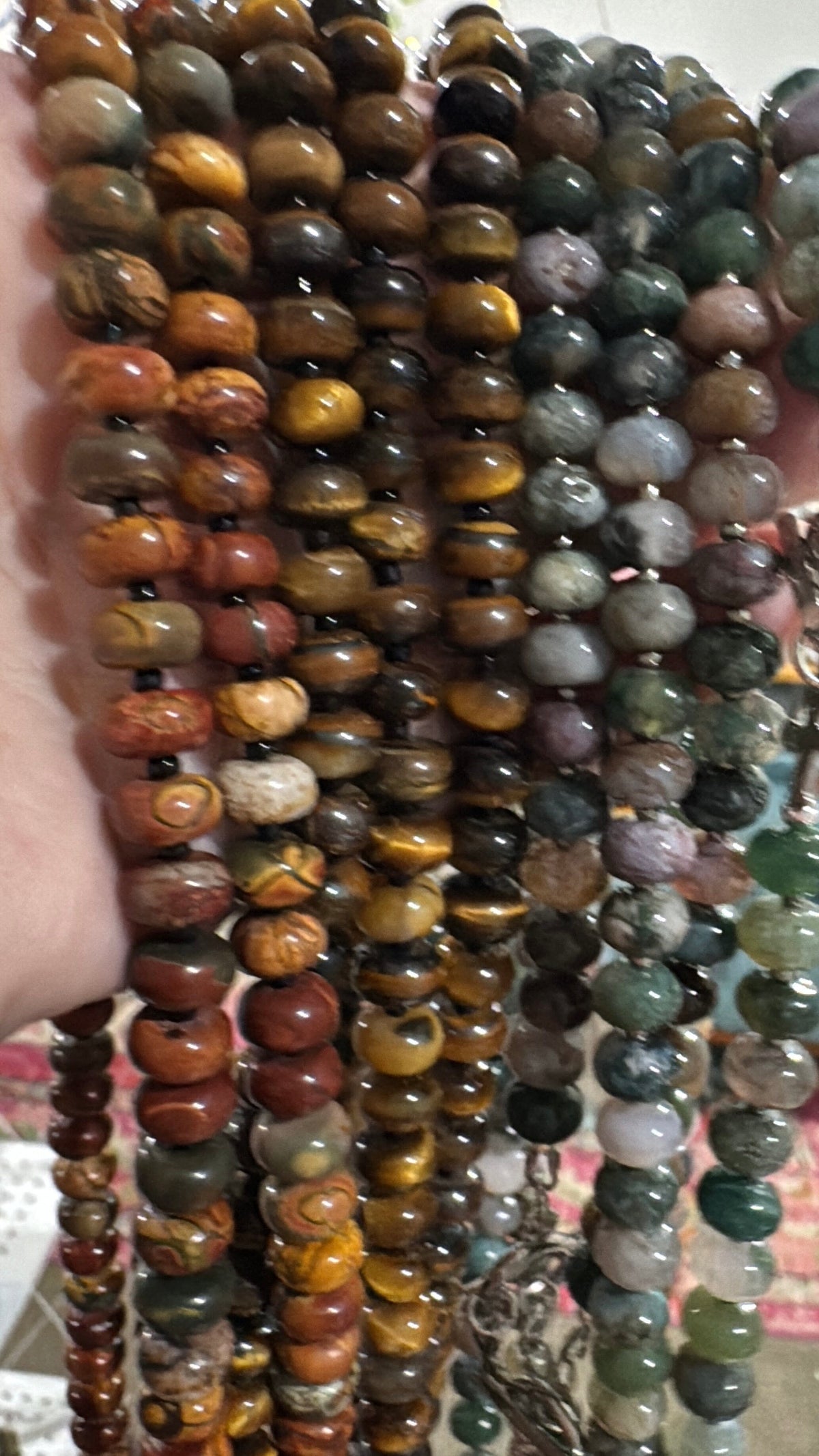 New! 5mm Tiger Eye Rondelle Gemstone Necklace | 16" Women Toggle Clasp Necklace | Stainless Steel Wire Create Hope Cuffs 