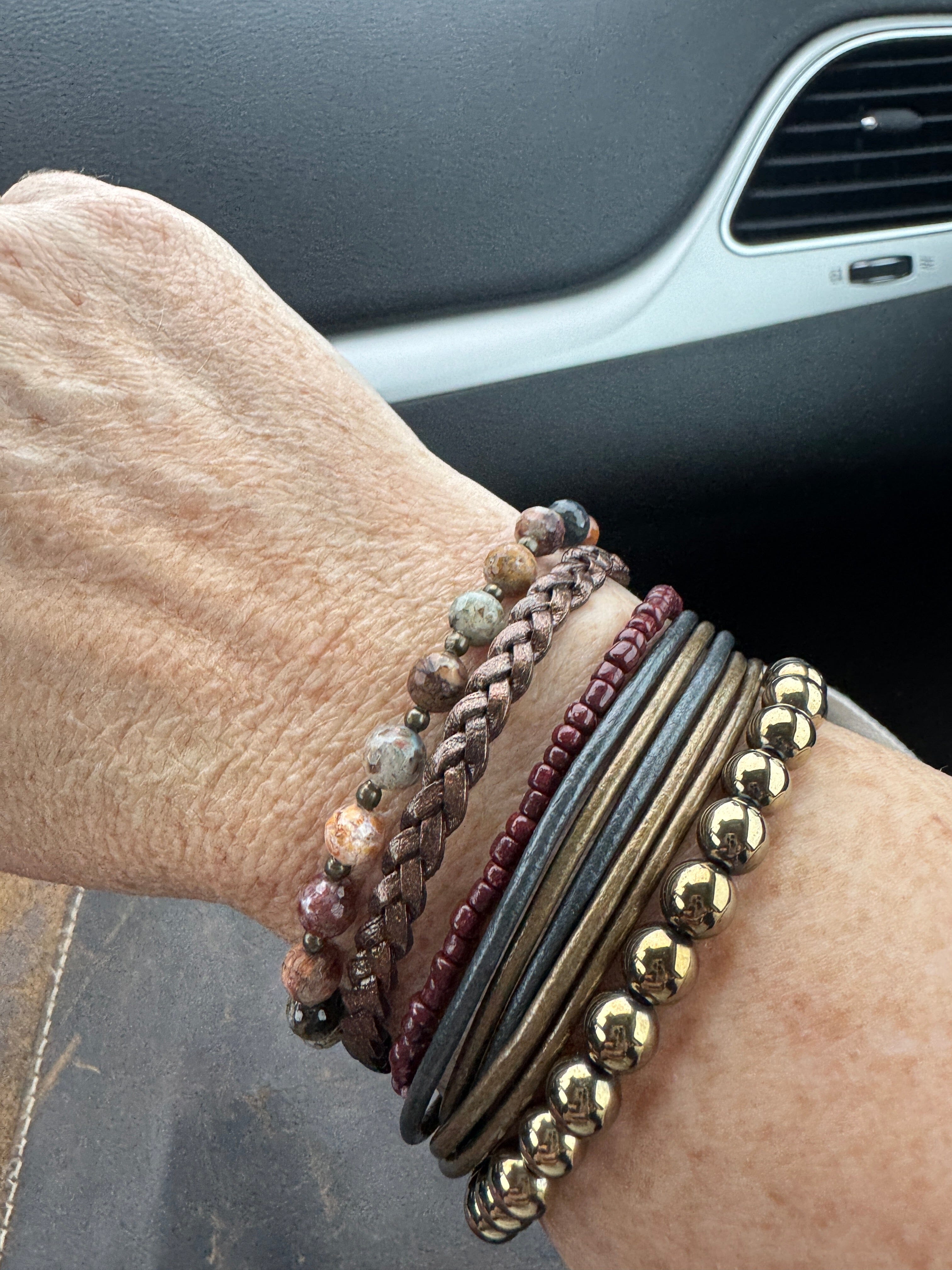 New! Flower Ocean Jasper Agate | Gemstone Bead Bracelets | 6mm Stone | Women Bracelets Create Hope Cuffs 