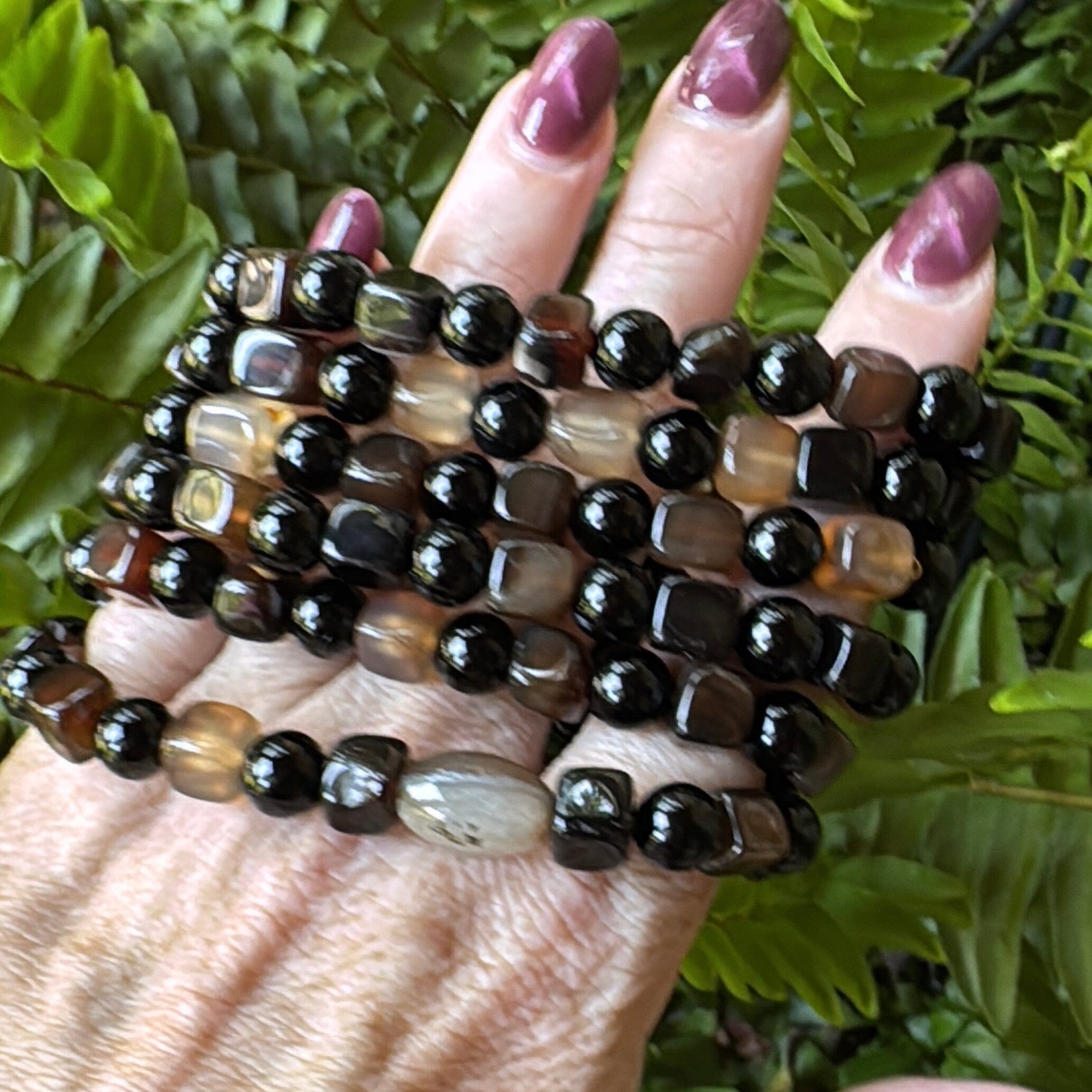 New! Mocha Cross Square Mix | Gemstone Bead Bracelets | 8mm Stone | Unisex Bracelets Create Hope Cuffs 
