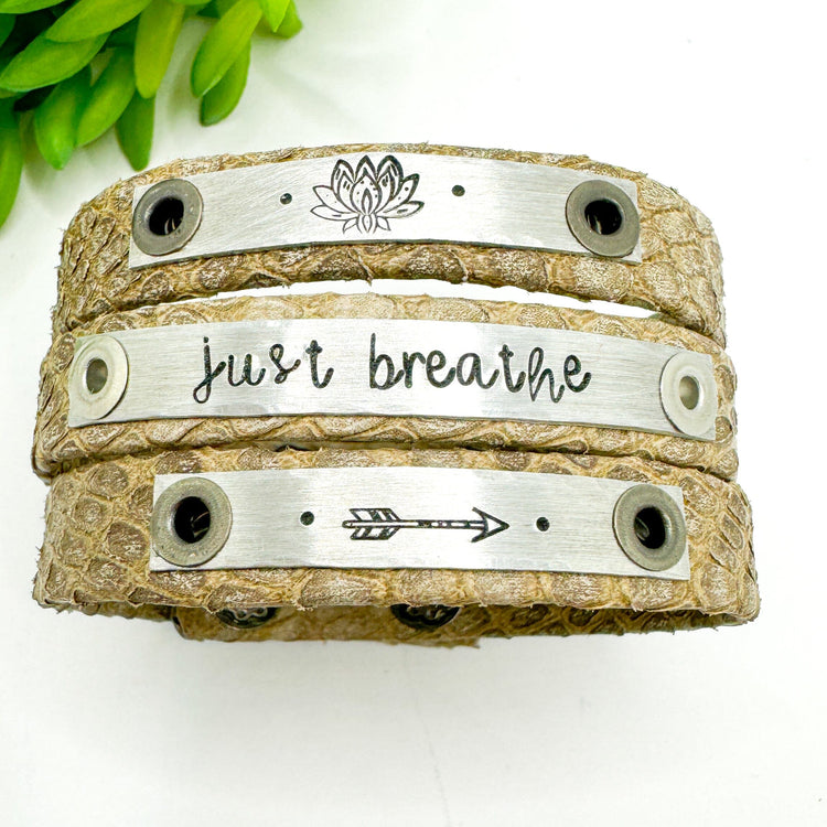 New! Nordic Sand | 3 Phrases | Leather Skinny Bracelet | Adjustable Skinny Bracelets Create Hope Cuffs 