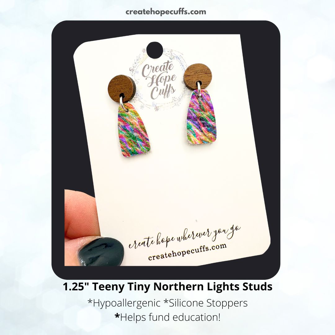 Northern Lights Studs Earrings | Leather Earrings | Hypoallergenic | Women Leather Earrings Create Hope Cuffs 