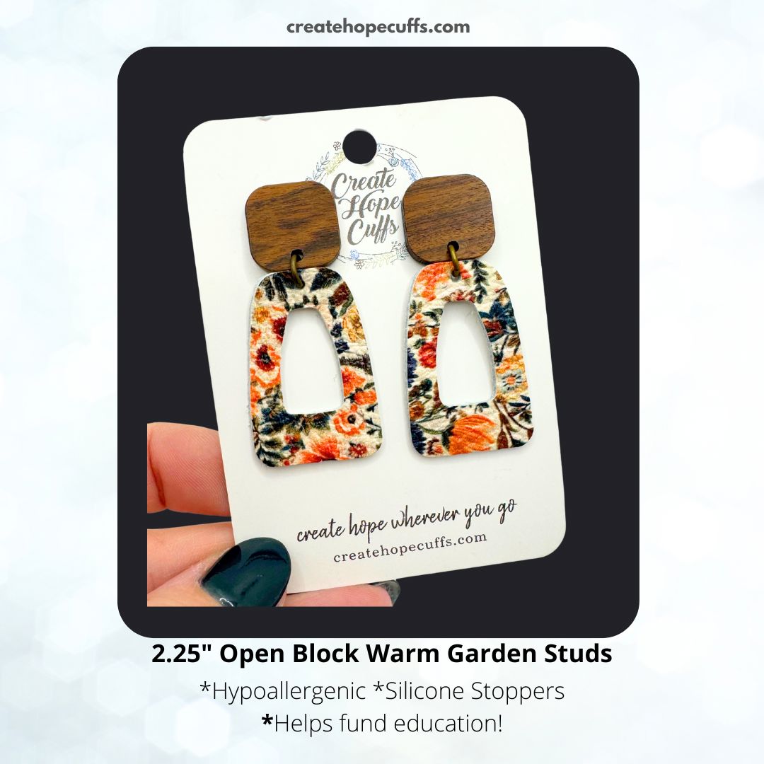 Open Block Warm Garden Studs | Leather Earrings | Hypoallergenic | Women Leather Earrings Create Hope Cuffs 