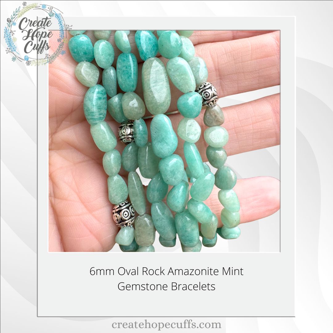 Oval Rock Amazonite Mint Bead Bracelet | 6mm | Natural Stone | Women Bracelets Create Hope Cuffs 