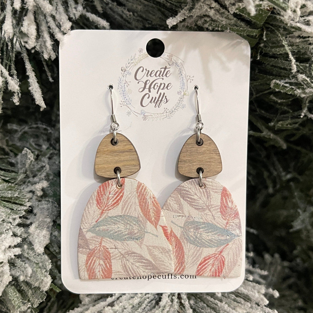 Pastel Feather Gumdrops | 2.5" Wood and Leather Earrings | Hypoallergenic | Women Leather Earrings Create Hope Cuffs 