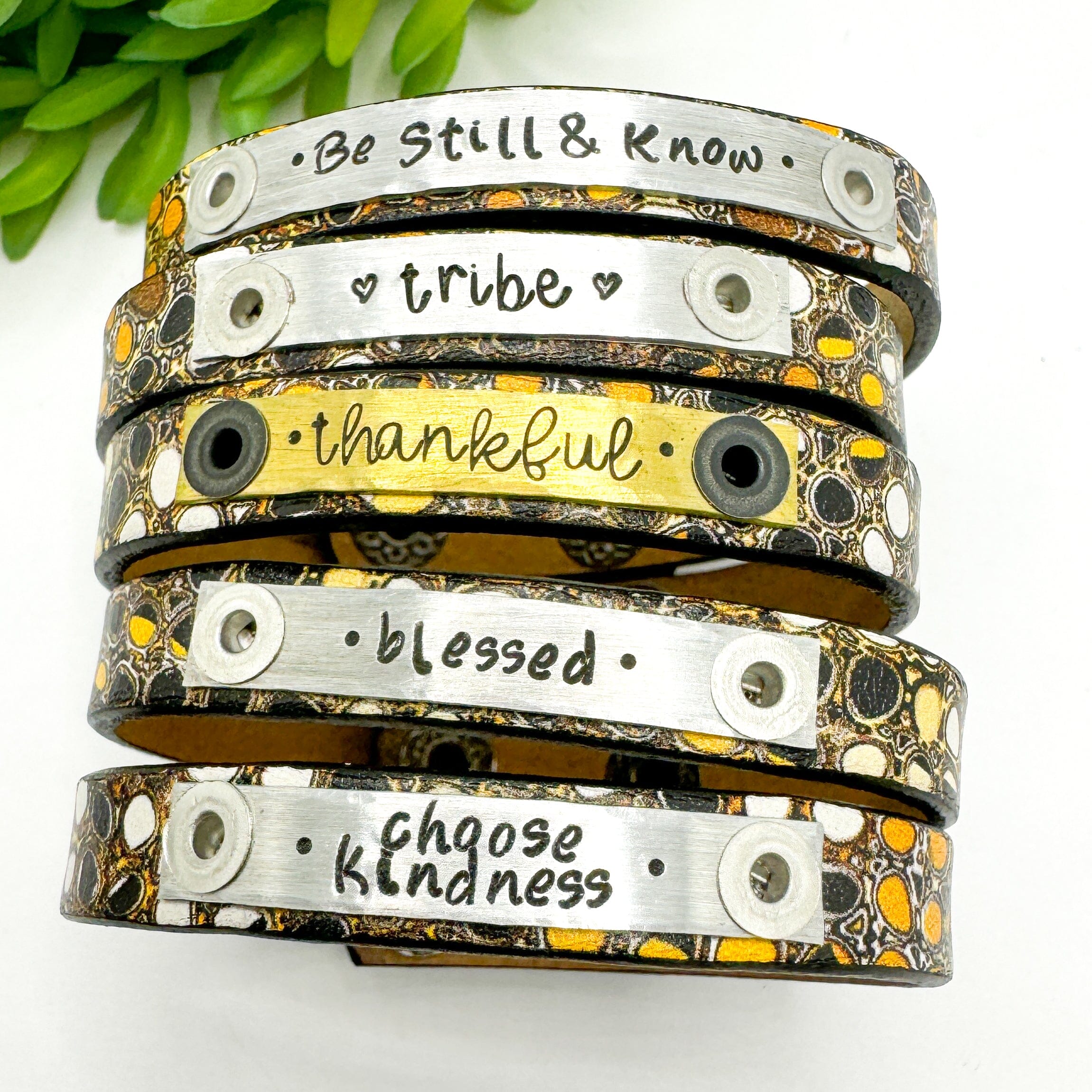 Pebble | 5 Phrases | Leather Skinny Bracelet | Adjustable Skinny Bracelets Create Hope Cuffs 