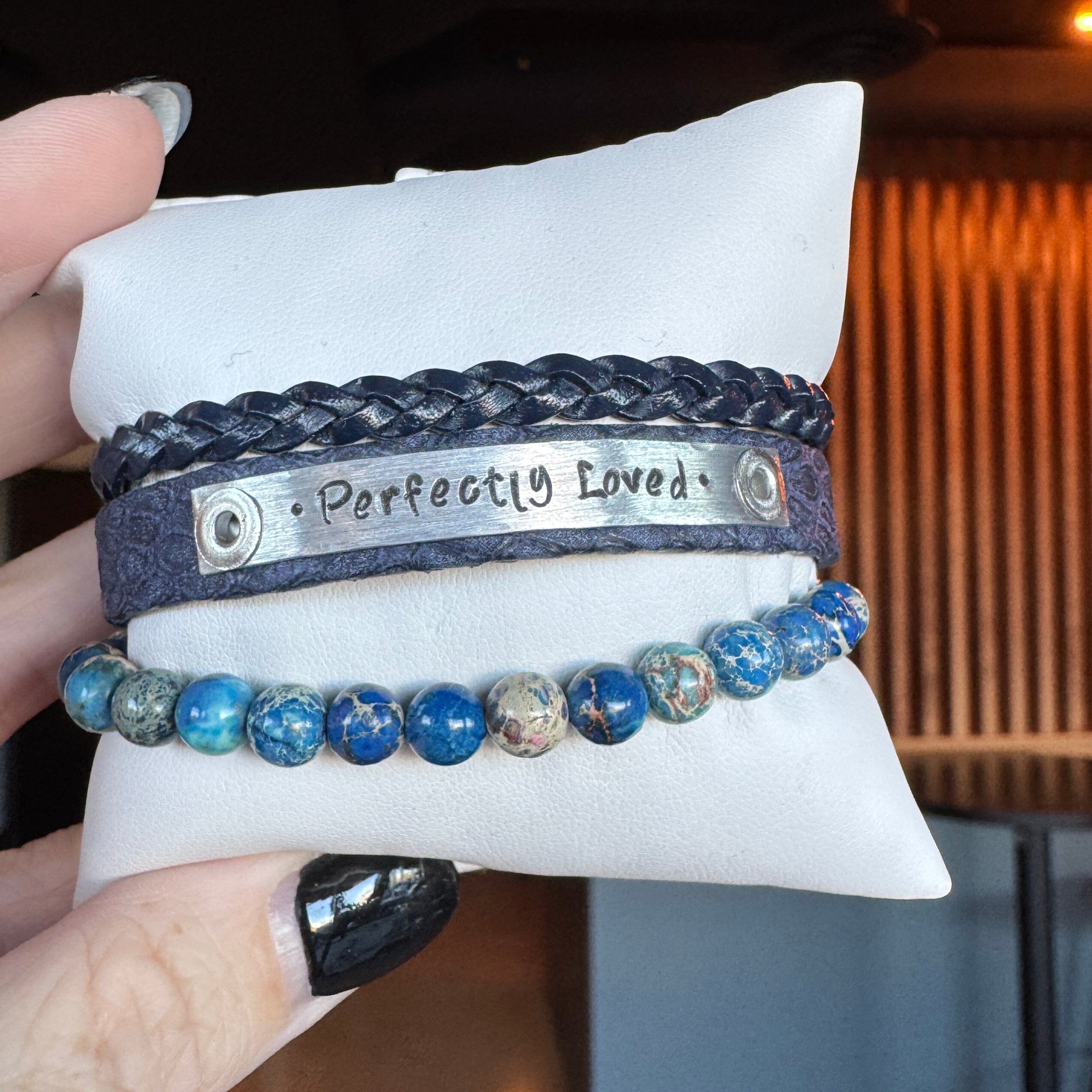 PERFECTLY LOVED | Nordic Hygge Blue Skinny Set | 3 pieces | Bracelets | Women Skinny Bracelets Create Hope Cuffs 