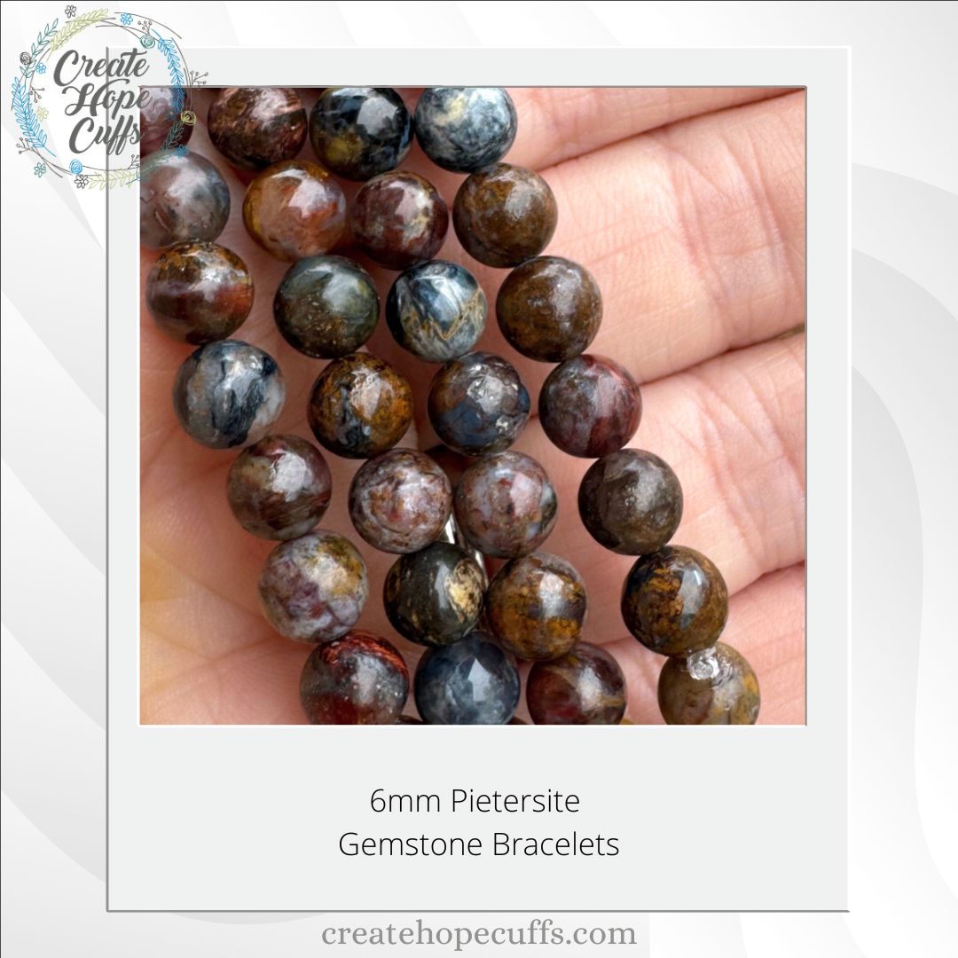 Pietersite Hematite Bead Bracelet | 6mm | Gemstone | Womens Bracelets Create Hope Cuffs 