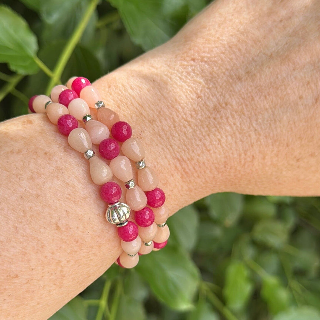 Pink Skies + Lake Vibes Collection | Choose Your Style | Gemstone Bead Bracelets | 6mm Stone | Women Bracelets Create Hope Cuffs Blush & Sand 