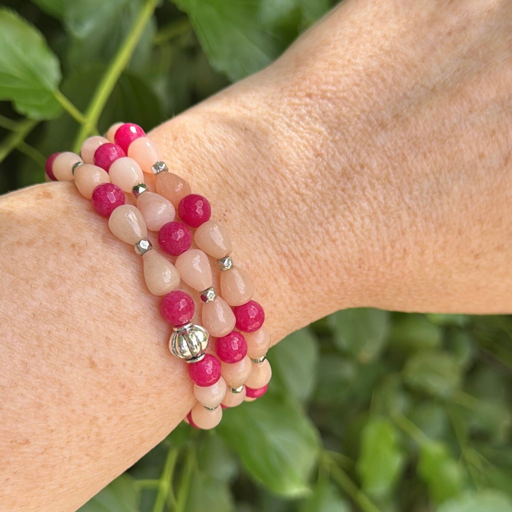 Pink Skies + Lake Vibes Collection | Choose Your Style | Gemstone Bead Bracelets | 6mm Stone | Women Bracelets Create Hope Cuffs Blush & Sand 