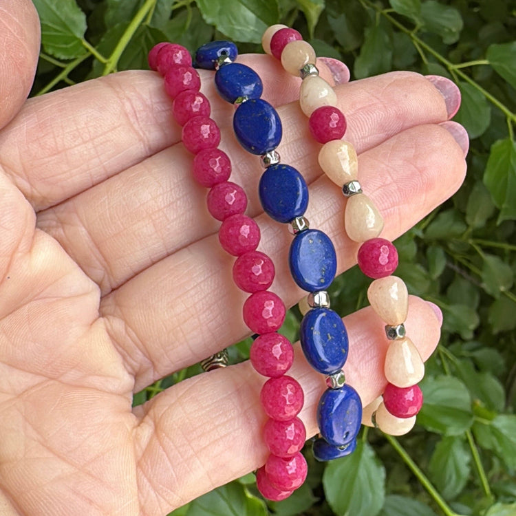 Pink Skies + Lake Vibes Collection | Choose Your Style | Gemstone Bead Bracelets | 6mm Stone | Women Bracelets Create Hope Cuffs Midnight Lake Lapis 
