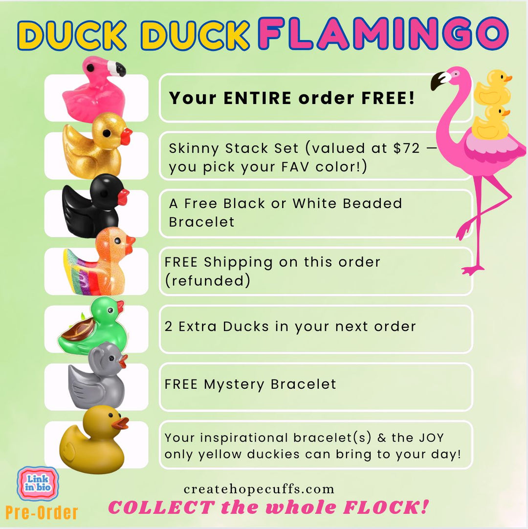 Pre Order 🐤 Duck Duck Flamingo | Choose 3, 6 or 10 Duckies | Live Sale | TikTok Skinny Bracelets Create Hope Cuffs 