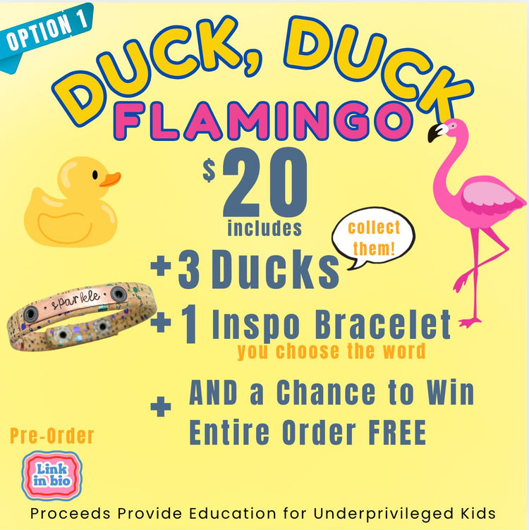 Pre Order 🐤 Duck Duck Flamingo | Choose 3, 6 or 10 Duckies | Live Sale | TikTok Skinny Bracelets Create Hope Cuffs 3 Duckies + 1 Skinny Word bracelet 