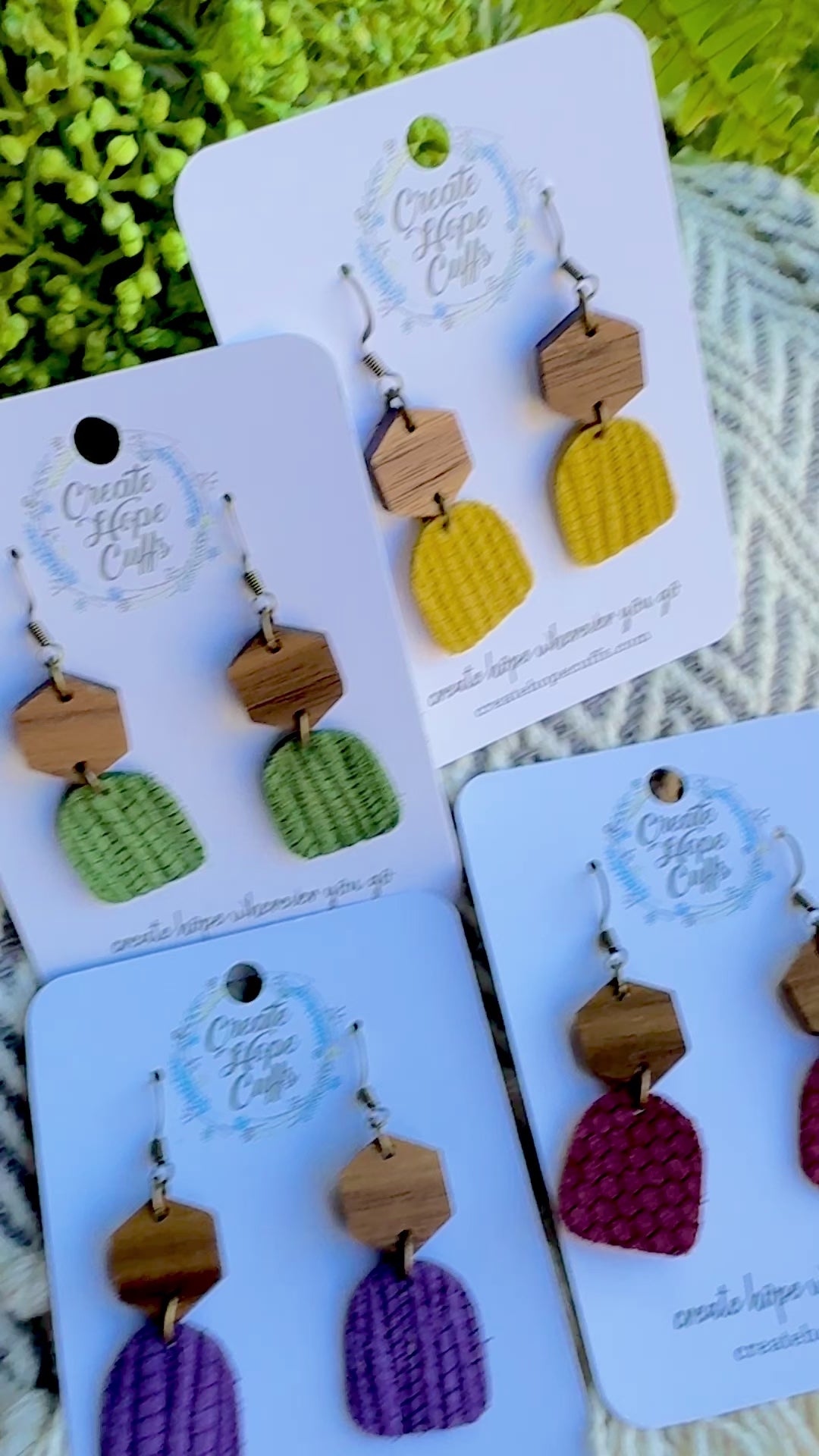 Itty Bitty Solid Prints | 4 Colors | Textured Leather Earrings | Stacked Wood | Hypoallergenic | Women