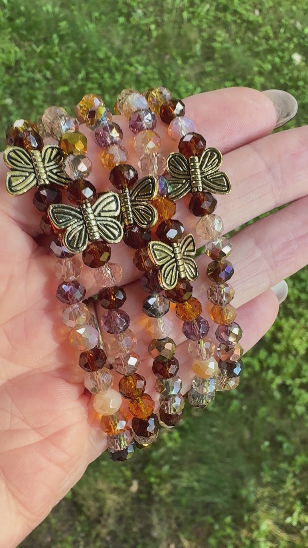 Golden Hour Butterfly Glass Beads | Gemstone Bead Bracelets | 6mm Glass | Women