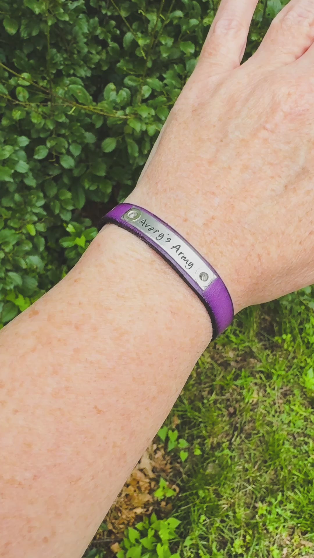 AVERY'S ARMY Fundraiser | Purple Leather Skinny Bracelet | Adjustable