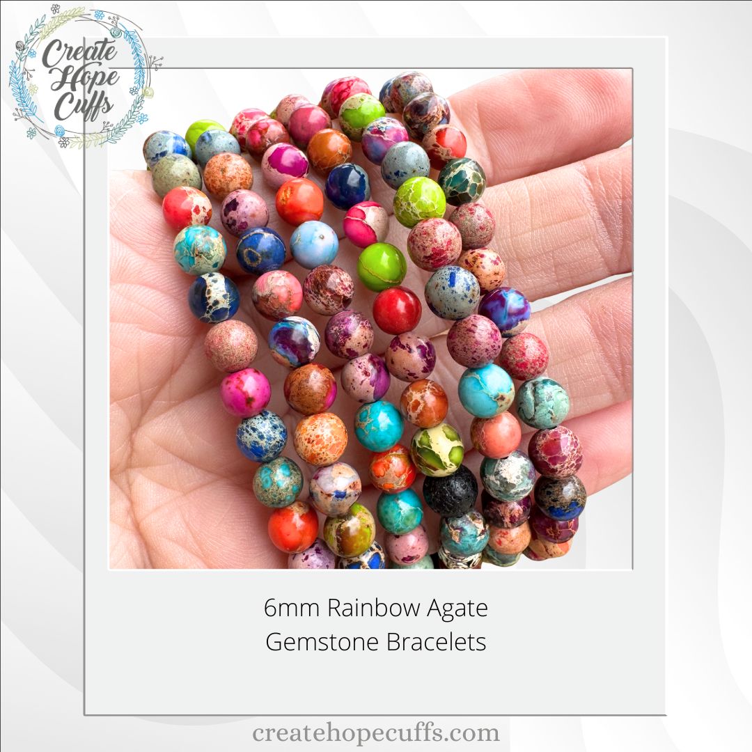 Rainbow Agate Bead Bracelet | 6mm | Gemstone | Womens Bracelets Create Hope Cuffs 