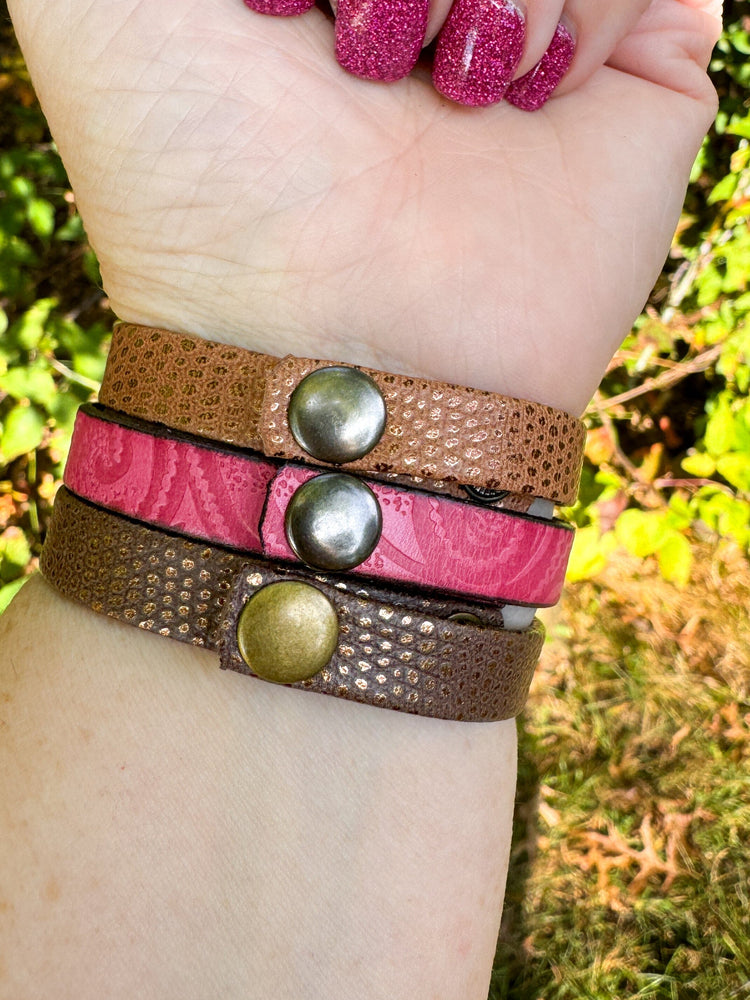 Rose Robin STRONG + BRAVE Skinny Leather Bracelets | 3 Styles | Gifts for the Journey Skinny Bracelets Create Hope Cuffs 