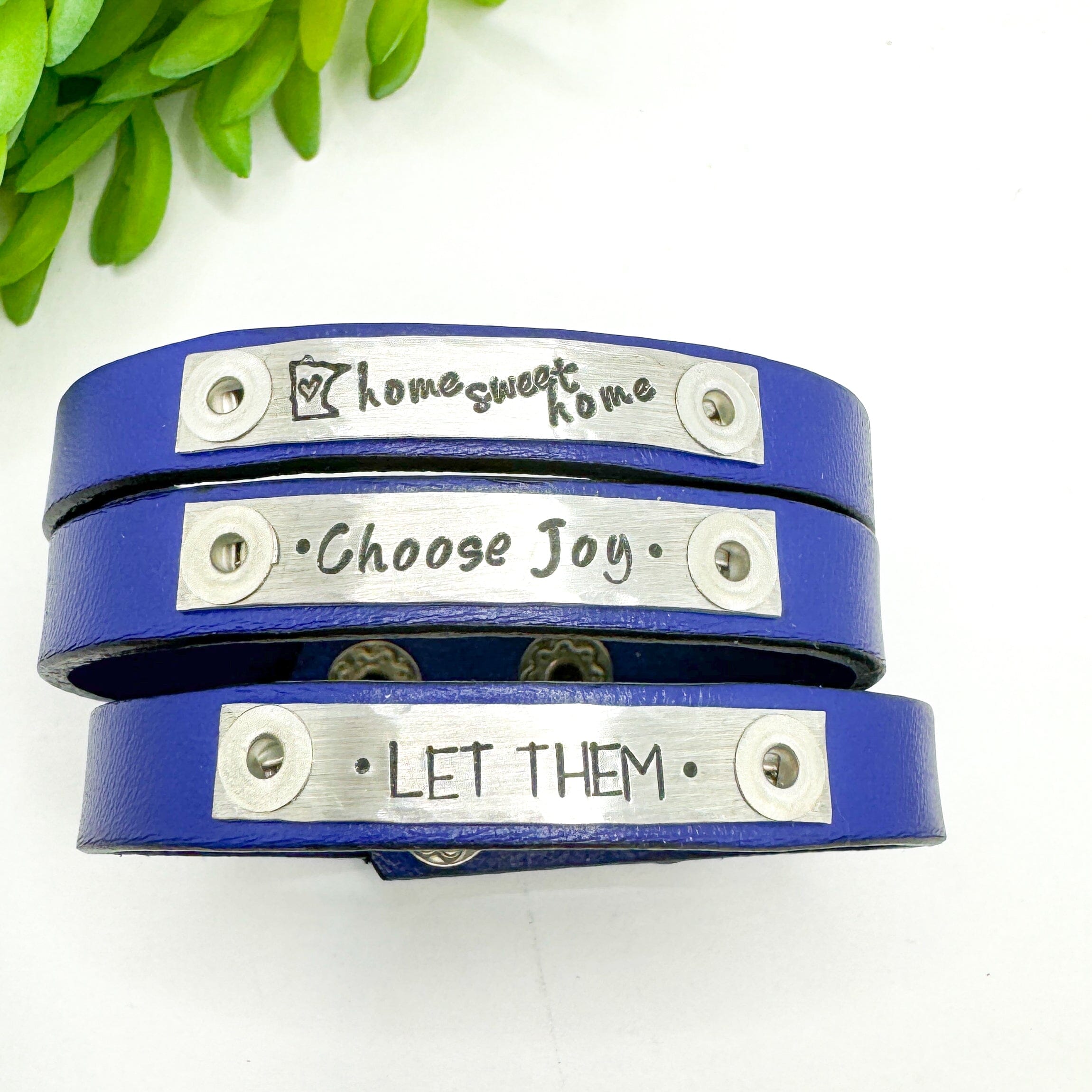 Royal Blue | 3 Phrases | Leather Skinny Bracelet | Adjustable Skinny Bracelets Create Hope Cuffs 