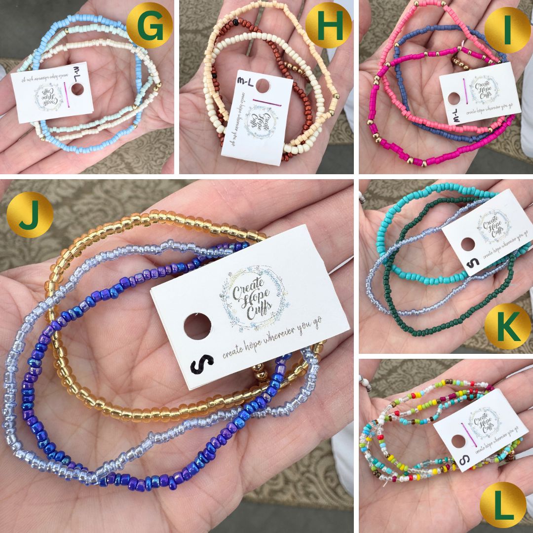 Seed Bead Sets | Choose Your Set Bracelets | 4mm Beads | Women Girls Bracelets Create Hope Cuffs G - M/L 