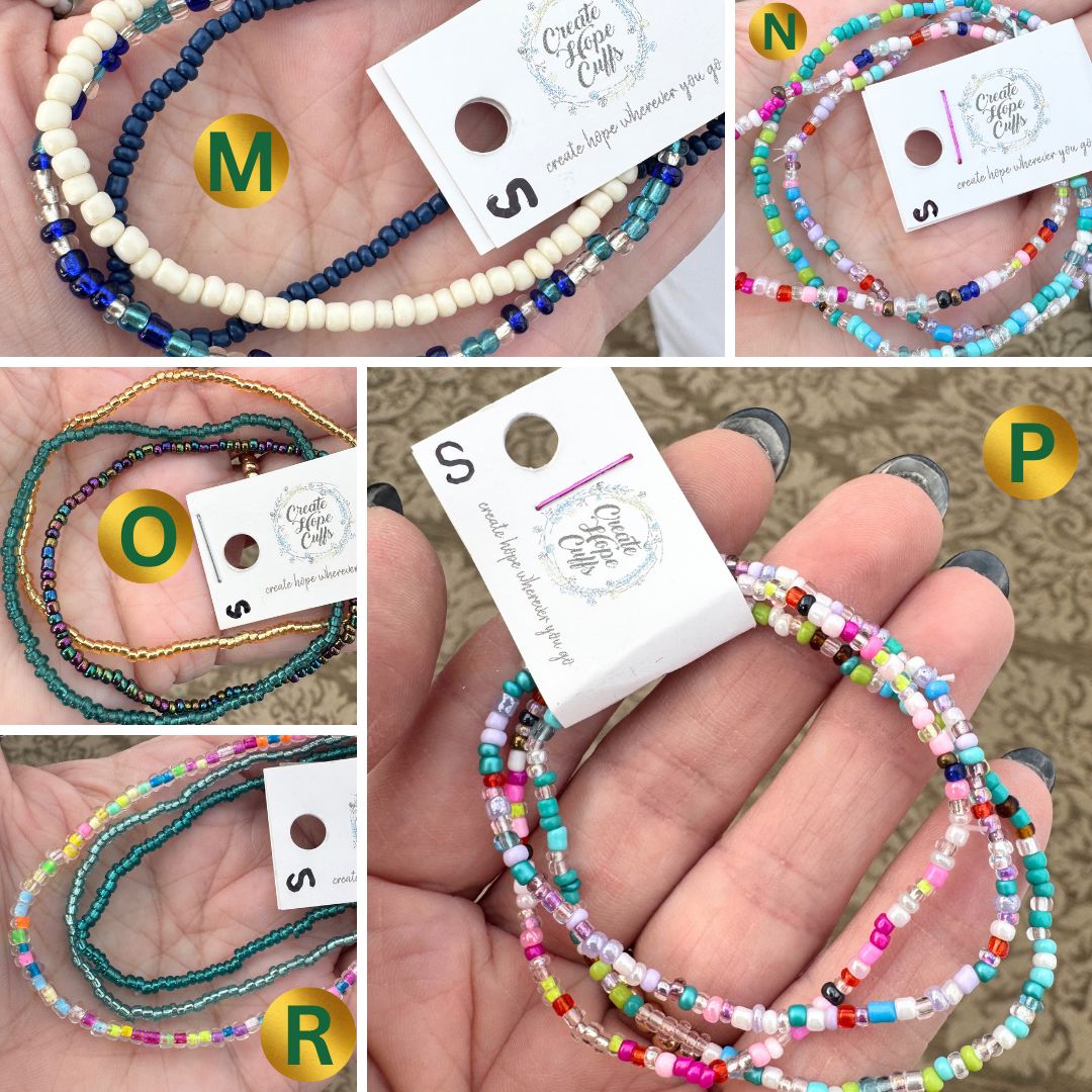 Seed Bead Sets | Choose Your Set Bracelets | 4mm Beads | Women Girls Bracelets Create Hope Cuffs M - Small 