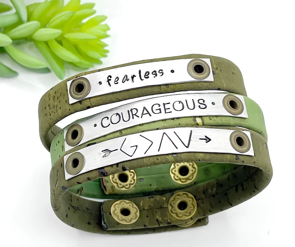 Six Phrases | Olive & Avocado Cork | Skinny Bracelet | Adjustable Skinny Bracelets Create Hope Cuffs 