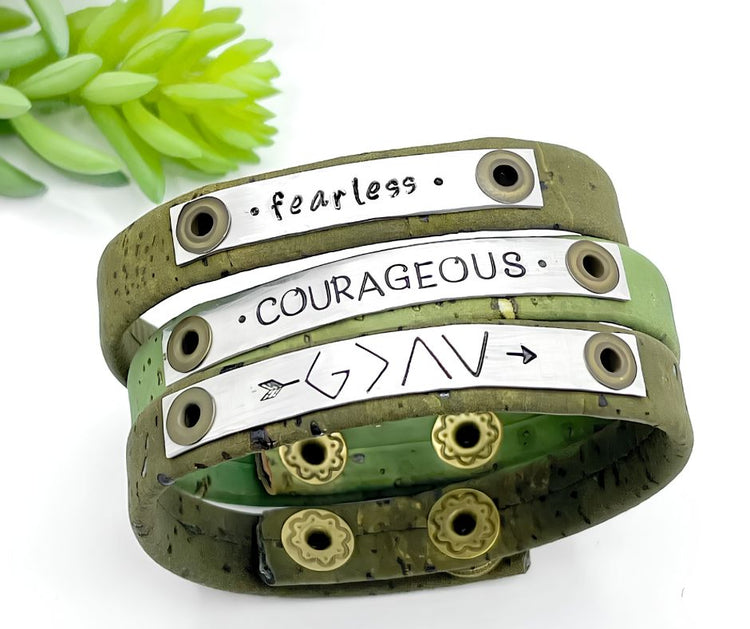Six Phrases | Olive & Avocado Cork | Skinny Bracelet | Adjustable Skinny Bracelets Create Hope Cuffs 