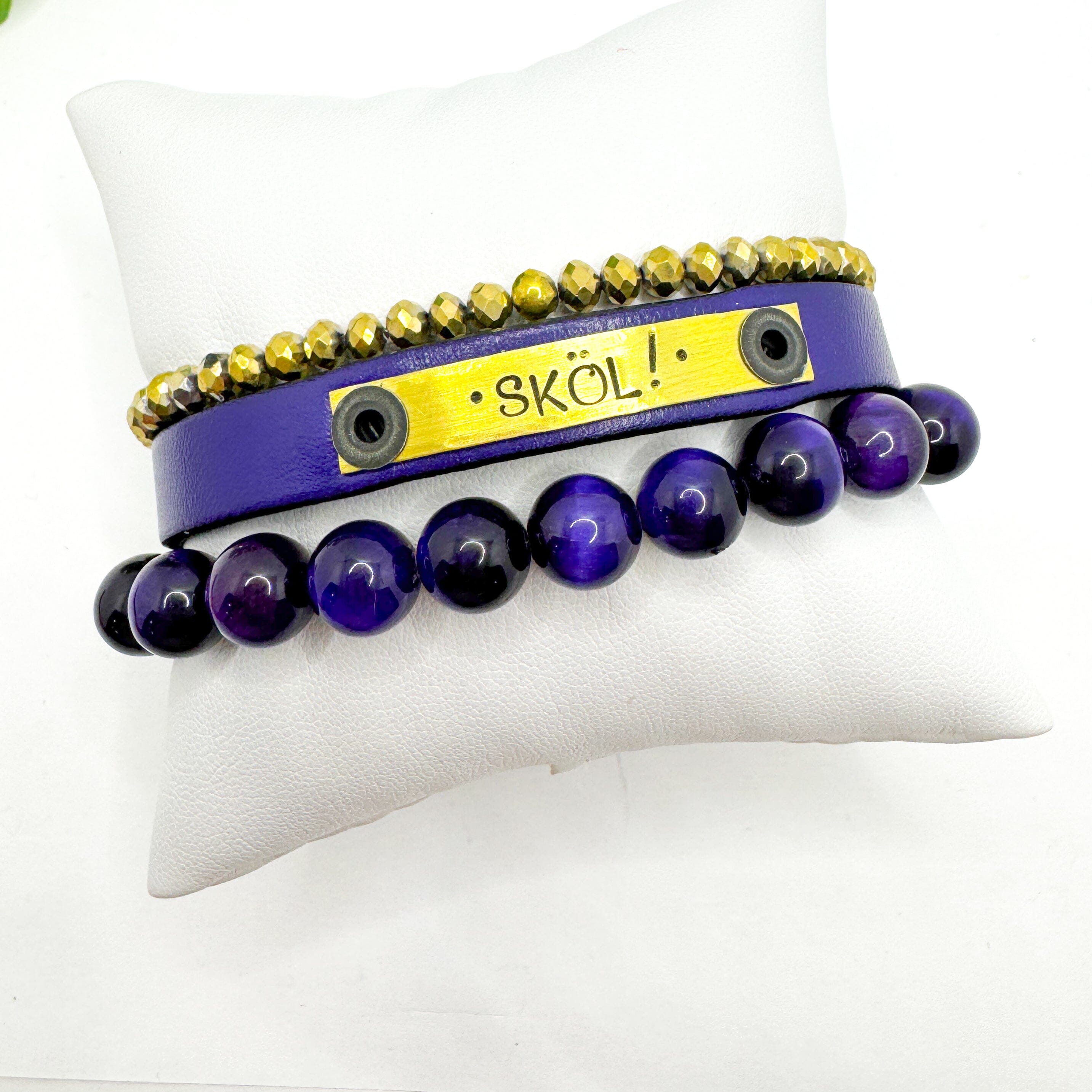 SKOL Stack | PURPLE Skinny Leather Set | 3 pieces | Bracelets | Womens Skinny Bracelets Create Hope Cuffs 