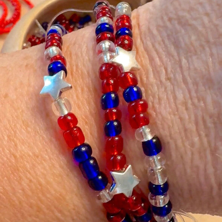 Stars and Stripes Collection | Tiny Seed Bead Bracelets | 4mm Beads | Unisex Bracelets Create Hope Cuffs 