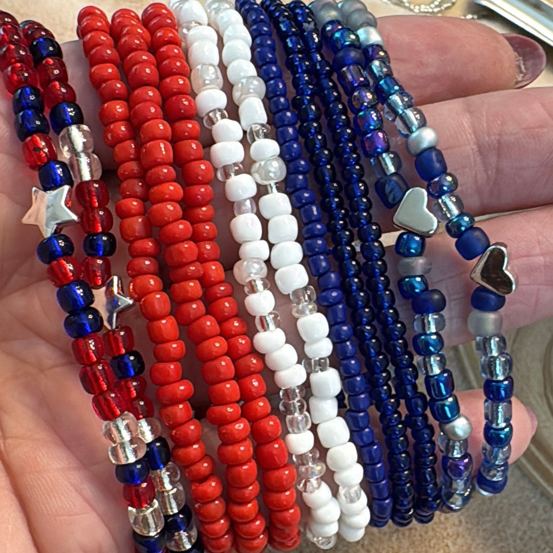 Stars and Stripes Collection | Tiny Seed Bead Bracelets | 4mm Beads | Unisex Bracelets Create Hope Cuffs 