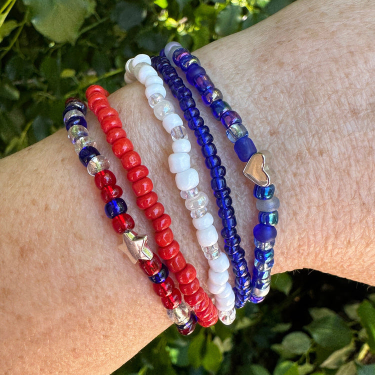 Stars and Stripes Collection | Tiny Seed Bead Bracelets | 4mm Beads | Unisex Bracelets Create Hope Cuffs 