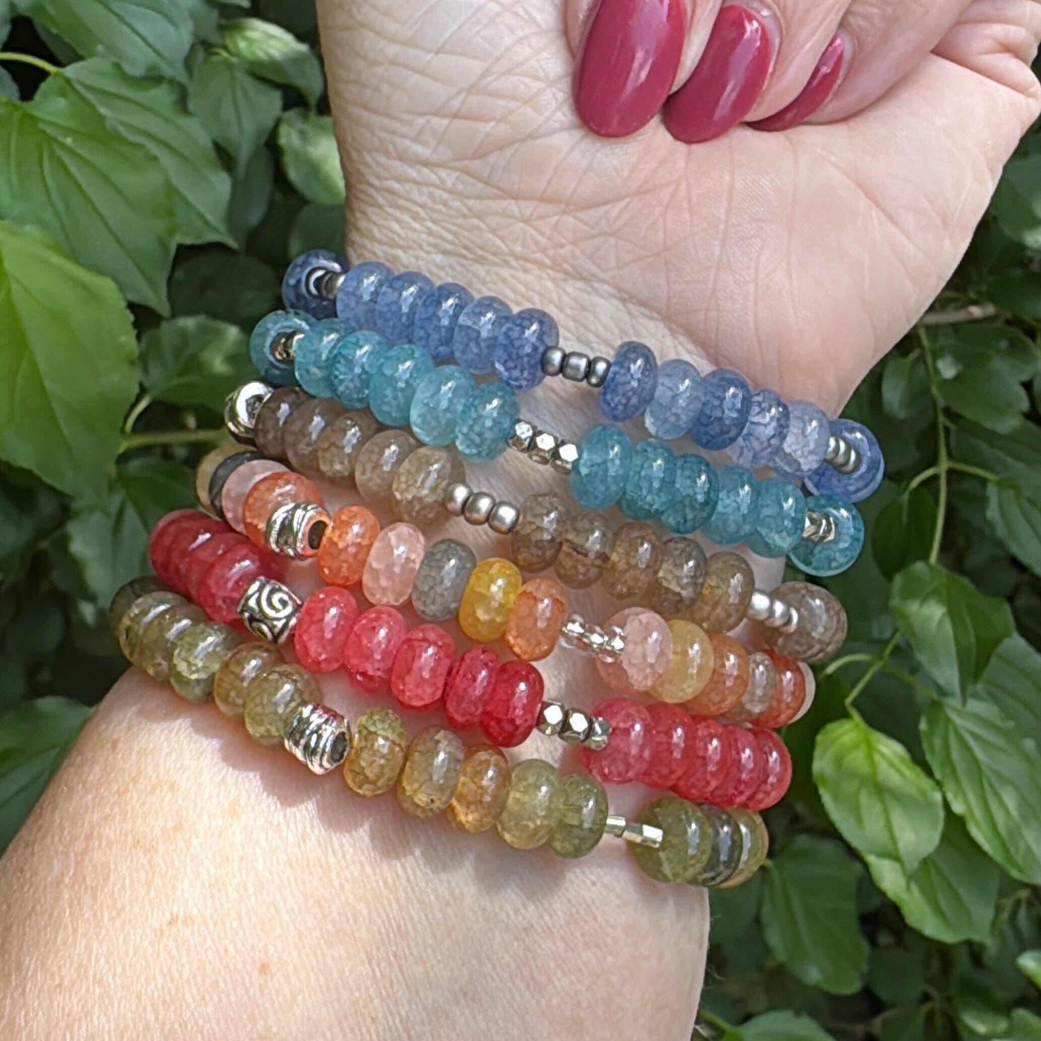 Summer Sherbet Rondelle Stones | Gemstone Bead Bracelets | 6mm Stone | Women Bracelets Create Hope Cuffs 