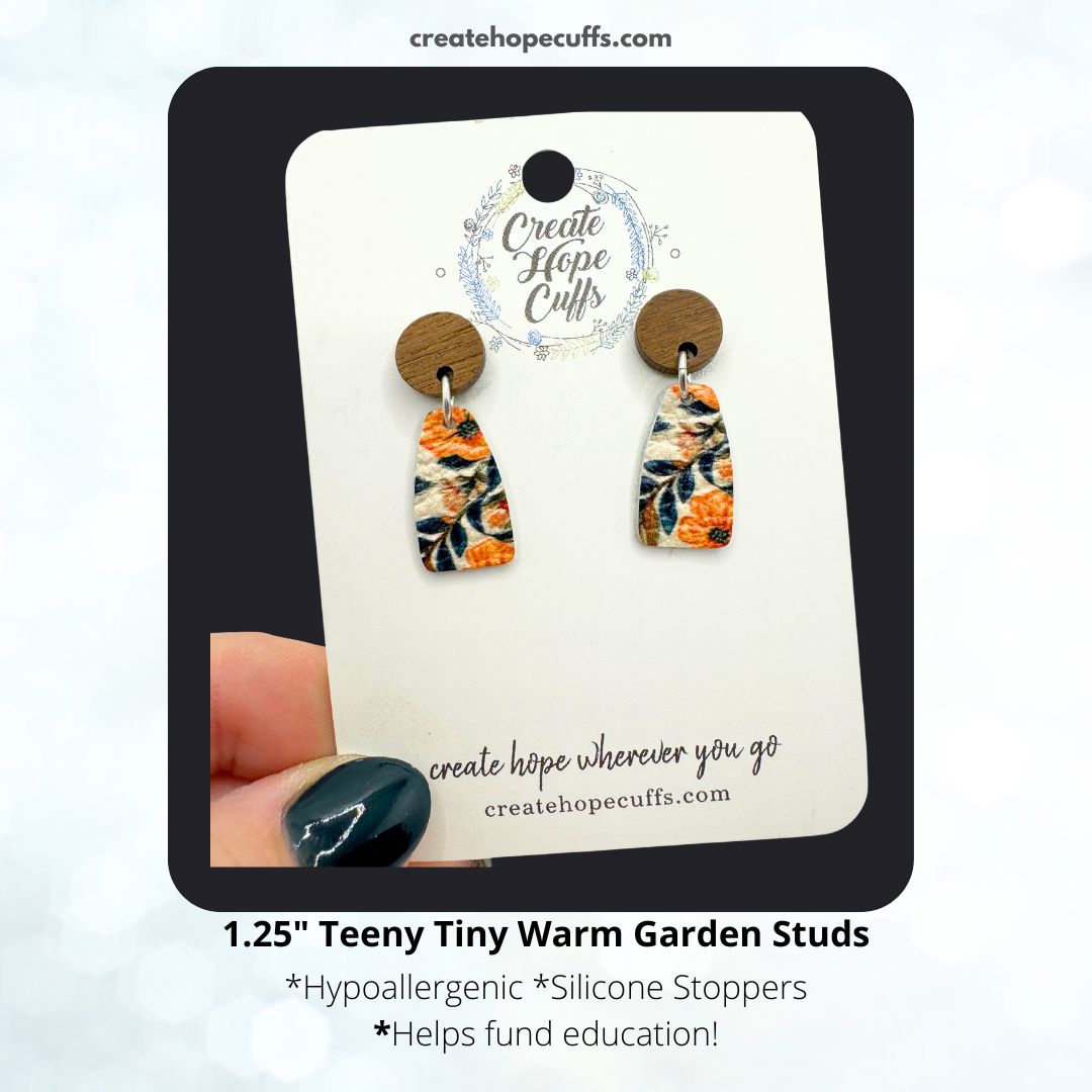 Teeny Tiny Warm Garden Studs | Leather Earrings | Hypoallergenic | Women Leather Earrings Create Hope Cuffs 